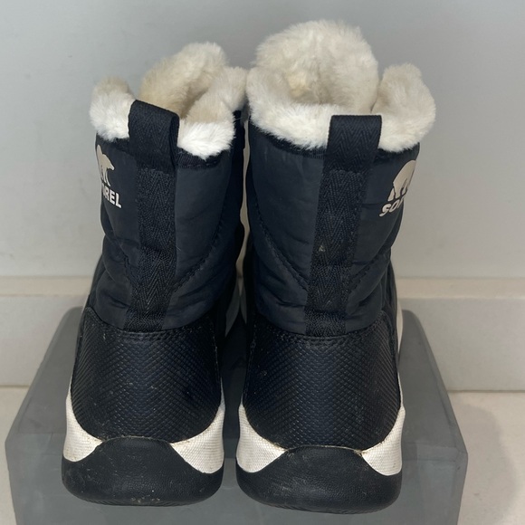 SOREL WHITNEY II white fur black WINTER BOOT waterproof toggle big girl sz 4 - Picture 8 of 15